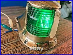 Vintage Heavy Cast Bronze Bow Light Red/green Lens New Socket/led 7 Long