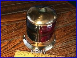 Vintage Heavy Cast Bronze Bow Light, Red/green Lens New Socket/led Bulb 7 Long