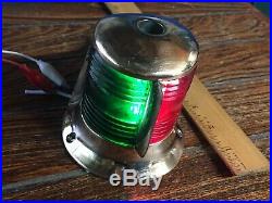 Vintage Heavy Cast Bronze Bow Light, Red/green Lens New Socket/led Bulb 7 Long