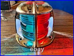 Vintage Heavy Cast Bronze Bow Light/vent! , Red/green Lens New Socket/led 8 Long