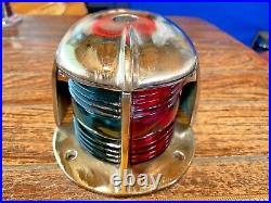 Vintage Heavy Cast Bronze Bow Light/vent! , Red/green Lens New Socket/led 8 Long