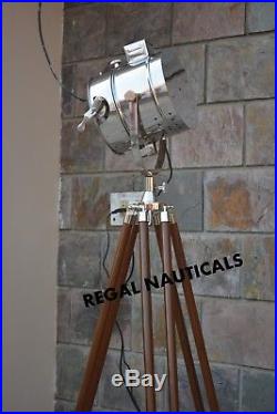 Vintage Industrial Designer Nautical Spot Light Tripod Floor Lamp Decor