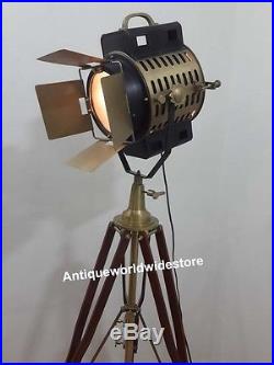 Vintage Industrial Nautical Spot Light Floor Lamp Tripod Stand Home Decor