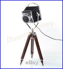 Vintage Industrial Retro Style Spot Light Lamp Wooden Tripod Theatre Photography