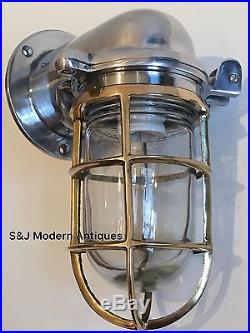 Vintage Industrial Wall Light Brass Aluminium Bulkhead Marine Nautical Ship Lamp