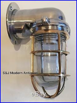 Vintage Industrial Wall Light Brass Silver Aluminium Bulkhead Nautical Ship Lamp