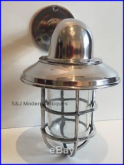 Vintage Industrial Wall Light Bulkhead Marine Aluminium Nautical Silver Lamp