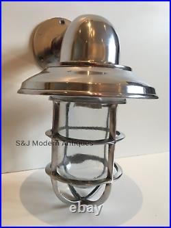 Vintage Industrial Wall Light Bulkhead Marine Aluminium Nautical Silver Lamp