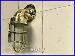 Vintage Industrial Wall Light Retro Cage Bulkhead Gold Brass Ship Lamp Set of 15