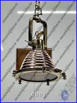 Vintage Interior Ceiling Design Brass & Copper Nautical Pendant Ship Light