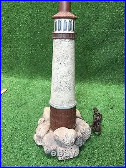 Vintage Large 34 Maritime Plaster Lighthouse Table Lamp Light Ocean Coastal