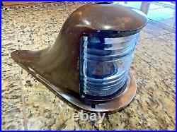 Vintage Large Perko Cast Bronze Glass Steaming, Bow Light New Led Wiring/bulb