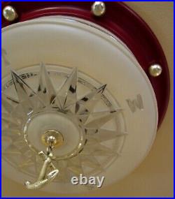 Vintage Lighting 1930s RED maritime ceiling fixture by Lightolier! FABULOUS