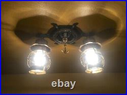 Vintage Lighting 1930s maritime theme ceiling fixture Rewired