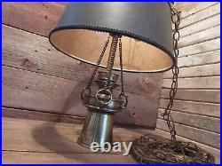Vintage MCM Stiffel Hanging Hollywood Regency Brass Swag Lamp Nautical? Light