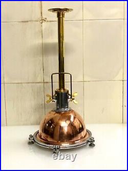 Vintage Marine Aluminum & Copper Ceiling Nautical Pendant Light Brass Pipe