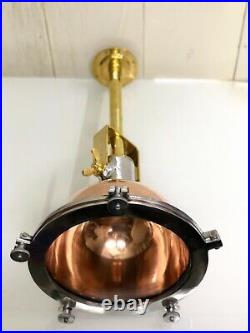 Vintage Marine Aluminum & Copper Ceiling Nautical Pendant Light Brass Pipe