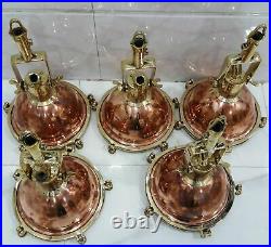 Vintage Marine Brass And Copper Ship Cargo Hanging Spot Light Set of 5 piece