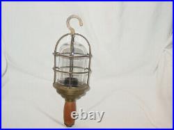 Vintage Marine Brass Trouble Drop Light Wood Handle explosion proof glass cover