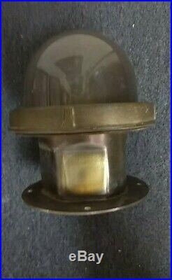 Vintage Marine, Bronze And Glass Dome Ship Light! Nautical Antique