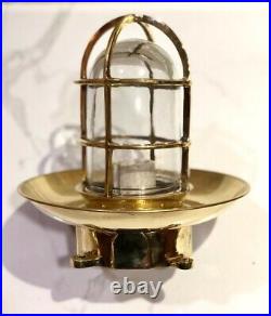 Vintage Marine Decor Home Solid Brass Nautical Ceiling Light Fixture with Shade