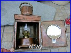 Vintage Marine Nautical Navigation Lantern Old Ship True Copper Oil Lamp Light