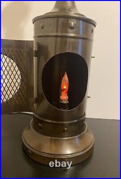 Vintage Metal Lamp With Flaming Nightlight Nautical Scuba Style Vintage