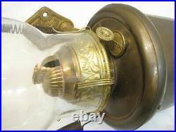 Vintage Miller Brass Oil Fluid Lamp Kero Lantern Light Wall Sconce Ornate Mount