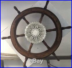 Vintage NAUTICAL MARITIME Ceiling Mount Light Fixture Ships Wheel
