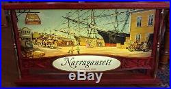 Vintage Narragansett Lager Beer Lighted Bar Sign Maritime Ships & Bonus Tray