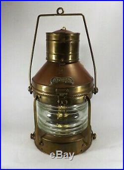 Vintage Nautical ANCHOR Copper Ship Lantern Light LARGE Oil & Electric Beauty