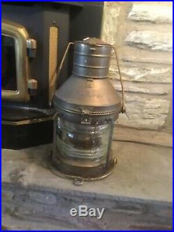 Vintage Nautical ANCHOR Copper/brass Ship Lantern Light LARGE Oil