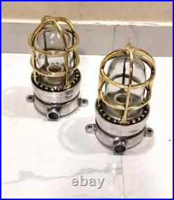 Vintage Nautical Aluminum & Brass Ceiling Light Fixture For Home Decor 2 Pcs