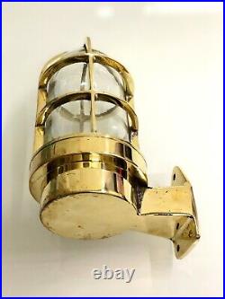 Vintage Nautical Antique Brass Wall Mount Swan Bulkhead Sconce Light Fixture
