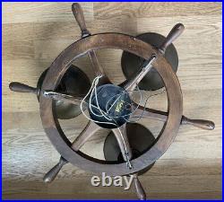 Vintage Nautical Boat Ship Wheel 3 Brass Light Chandelier Fixture Ceiling Light