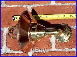 Vintage Nautical Brass Ship Bulkhead Light With Copper Shade