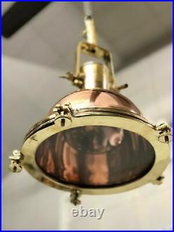 Vintage Nautical Cargo Pendant Hanging Light Made Of Brass And Copper 2 Piece