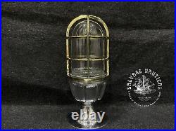 Vintage Nautical Ceiling Light Fixture Solid Aluminum with Brass Cage