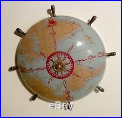 Vintage Nautical Ceiling light fixture with Ship's wheel compass world map globe