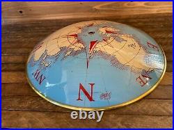 Vintage Nautical Compass World Glass Ceiling Light Shade Brass/Gold Color Trim