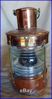 Vintage Nautical Copper Anchor Ship lantern with fresnel lens-Copper ANKARE light