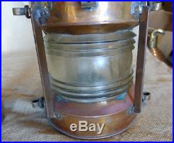 Vintage Nautical Copper Anchor Ship lantern with fresnel lens-Vintage ship light