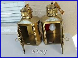 Vintage Nautical Dutch Copper Electric Lantern Light Bakboord & Stuurboord