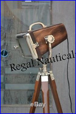 Vintage Nautical Floor Spot Light @ Search Light With Tripod Stand Marine Lamp @