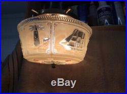 Vintage Nautical Flush Mount Ceiling Light Fixture withAnchor Sailing Ship