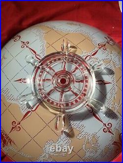 Vintage Nautical Glass Ships Wheel Compass Light Fixture