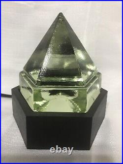 Vintage Nautical Green Glass Ship Deck Prism Light Hexagon Maritime With Base