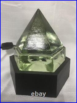 Vintage Nautical Green Glass Ship Deck Prism Light Hexagon Maritime With Base