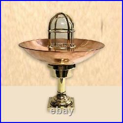 Vintage Nautical Marine Bulkhead Light Antique Brass With Copper Shade