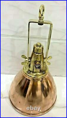 Vintage Nautical Marine Copper And Brass Ship Salvage Hanging Cargo Spot Light